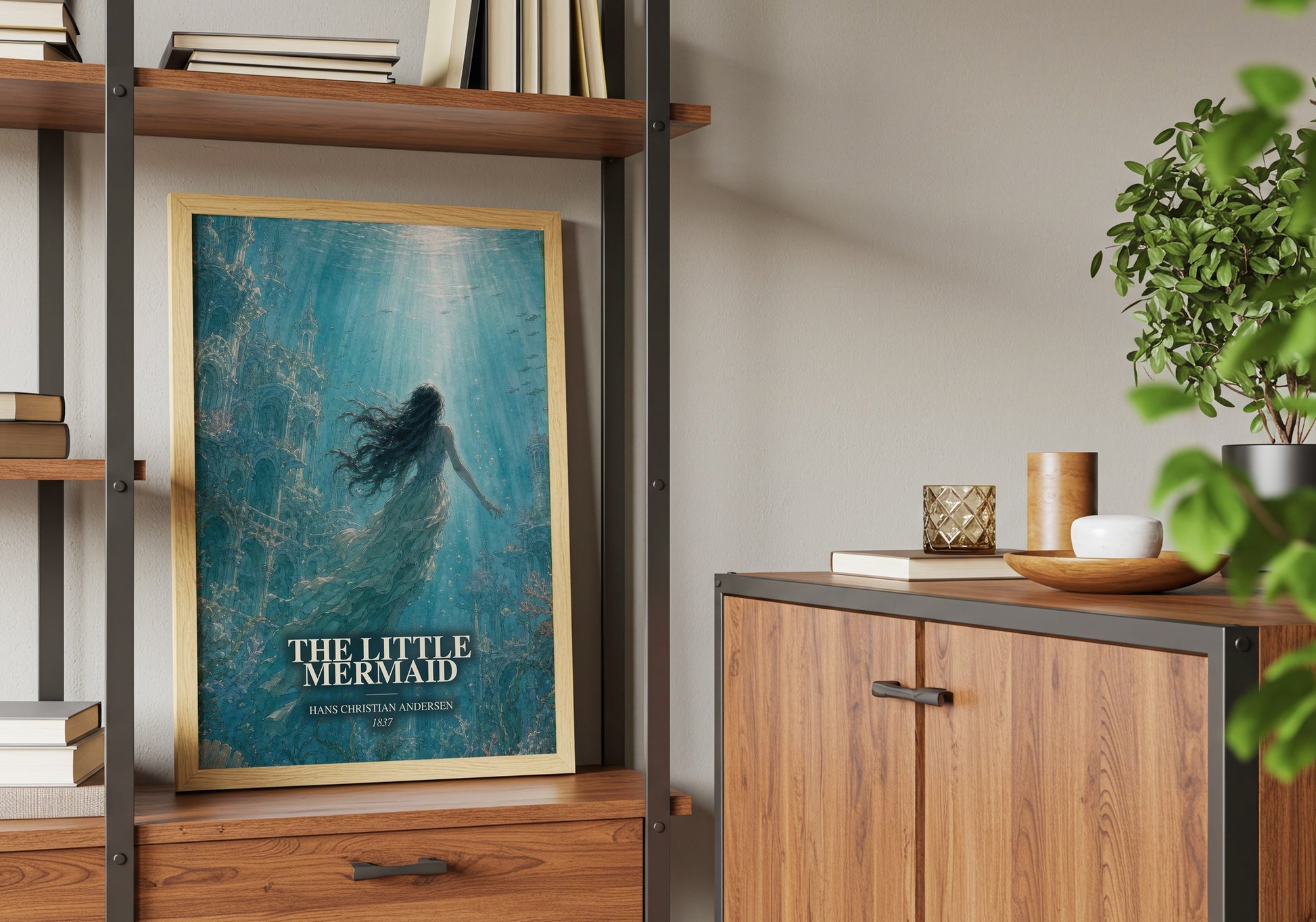 The Little Mermaid book watercolour illustration paper finish options – matte satin gloss