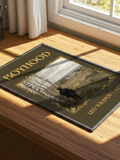 Boyhood Classic Book Art Print by Leo Tolstoy – print on a sunlit desk