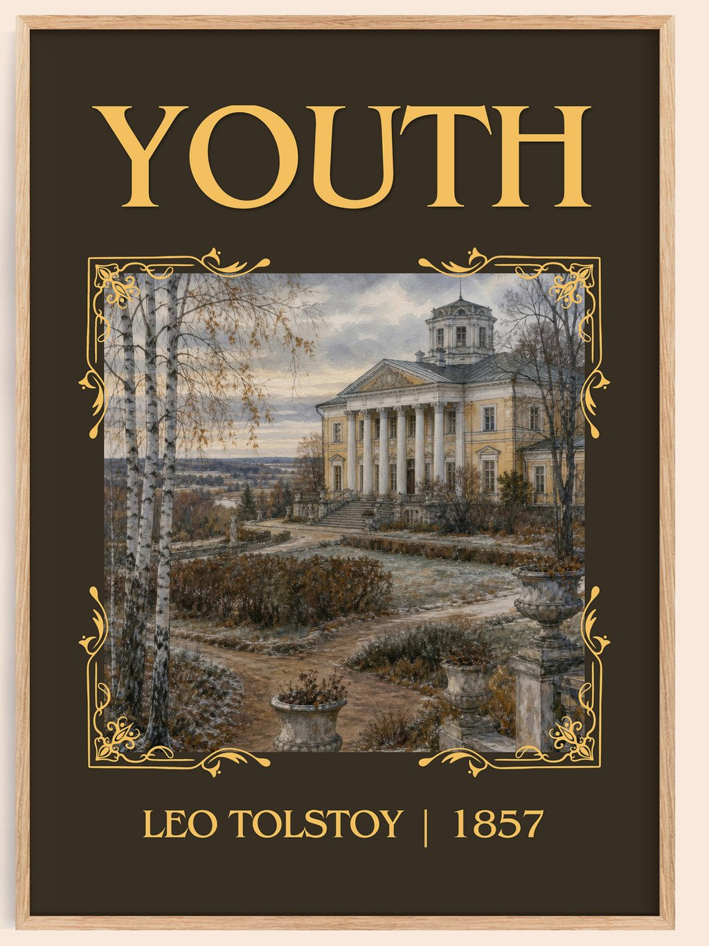 Youth Classic Book Art Print by Leo Tolstoy – book poster