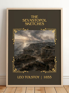 The Sevastopol Sketches Classic Book Art Print by Leo Tolstoy – framed print leaning on a wooden floor
