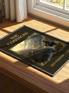 The Cossacks Classic Book Art Print by Leo Tolstoy – print on a sunlit desk