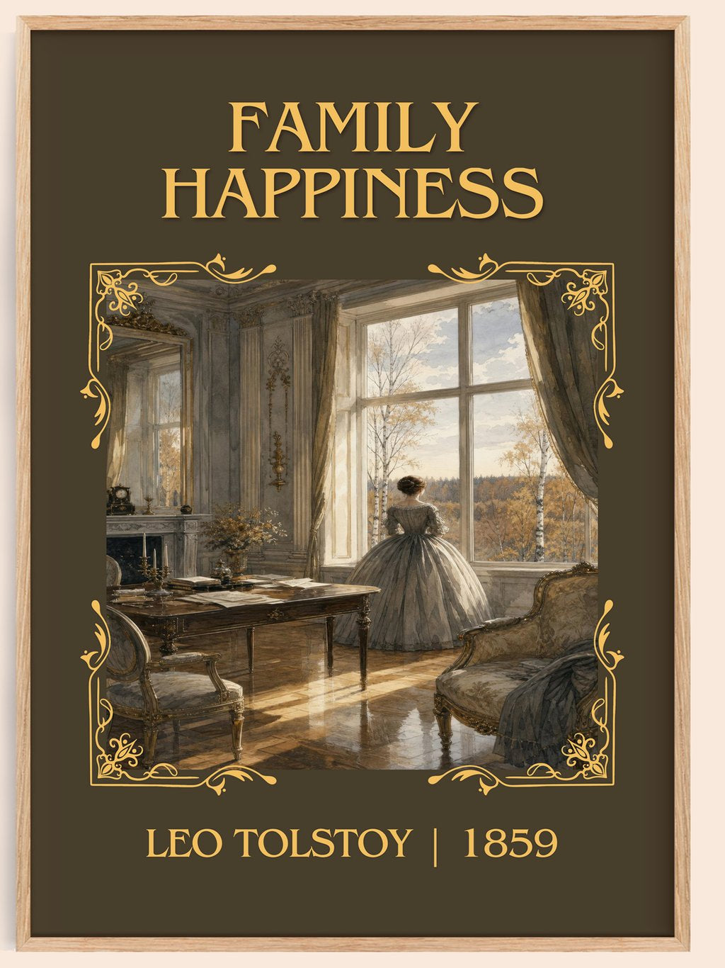 Family Happiness Classic Book Art Print by Leo Tolstoy – book poster