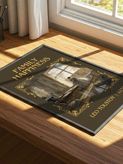 Family Happiness Classic Book Art Print by Leo Tolstoy – print on a sunlit desk