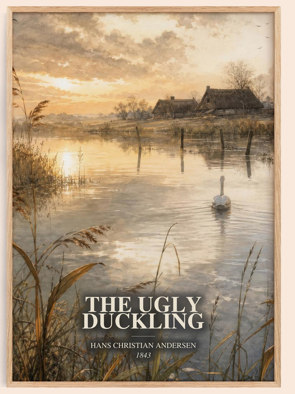 The Ugly Duckling watercolour book poster by Hans Christian Andersen – framed literary art print