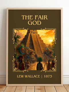 The Fair God Classic Book Art Print by Lew Wallace – framed print leaning on a wooden floor