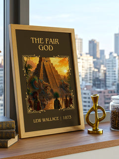 The Fair God Classic Book Art Print by Lew Wallace – framed print on a city-view windowsill