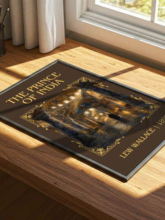 The Prince Of India Classic Book Art Print by Lew Wallace – print on a sunlit desk
