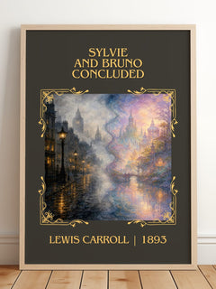 Sylvie And Bruno Concluded Classic Book Art Print by Lewis Carroll – framed print leaning on a wooden floor