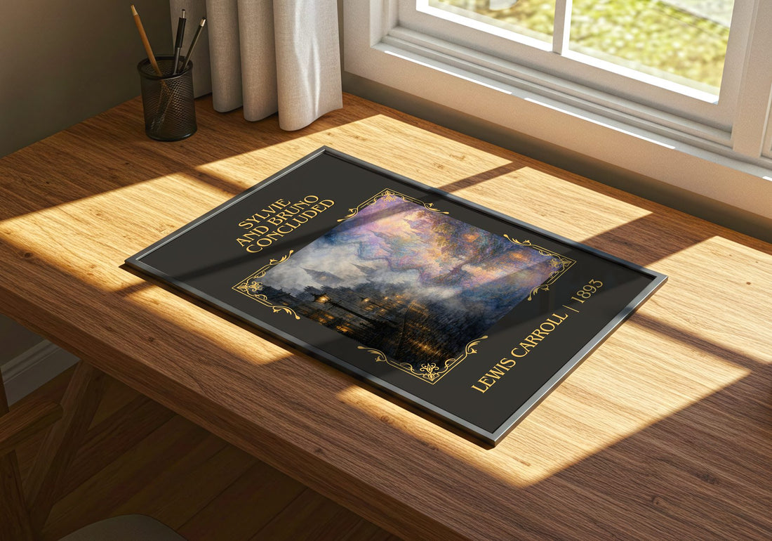Sylvie And Bruno Concluded Classic Book Art Print by Lewis Carroll – print on a sunlit desk