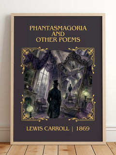 Phantasmagoria And Other Poems Classic Book Art Print by Lewis Carroll – framed print leaning on a wooden floor