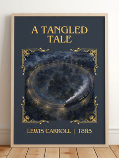 A Tangled Tale Classic Book Art Print by Lewis Carroll – framed print leaning on a wooden floor
