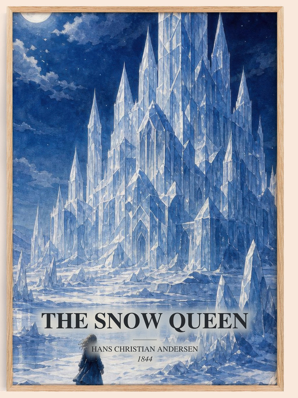 The Snow Queen watercolour book poster by Hans Christian Andersen – framed literary art print