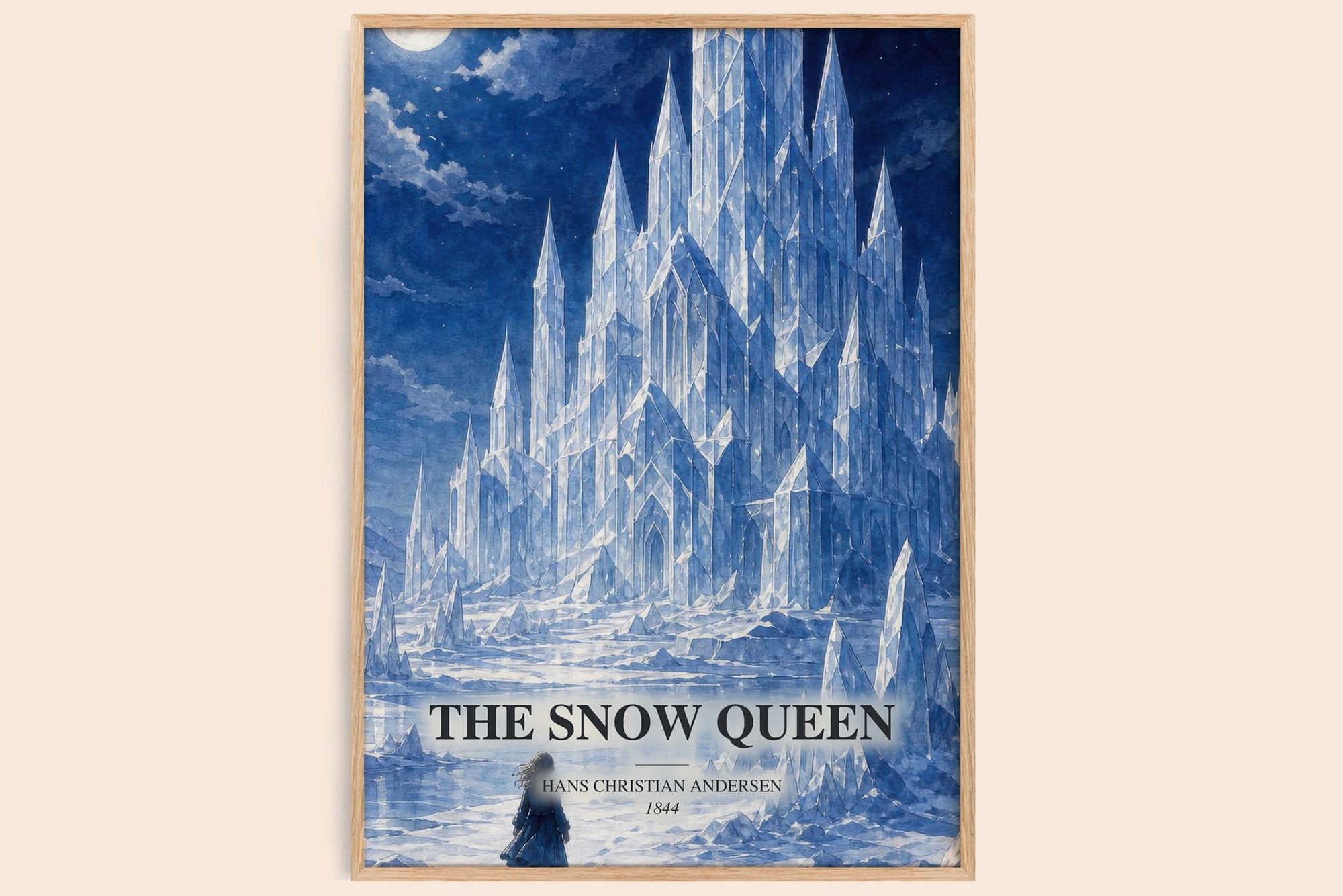 The Snow Queen watercolour book poster by Hans Christian Andersen – framed literary art print