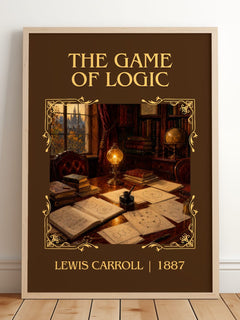 The Game Of Logic Classic Book Art Print by Lewis Carroll – framed print leaning on a wooden floor