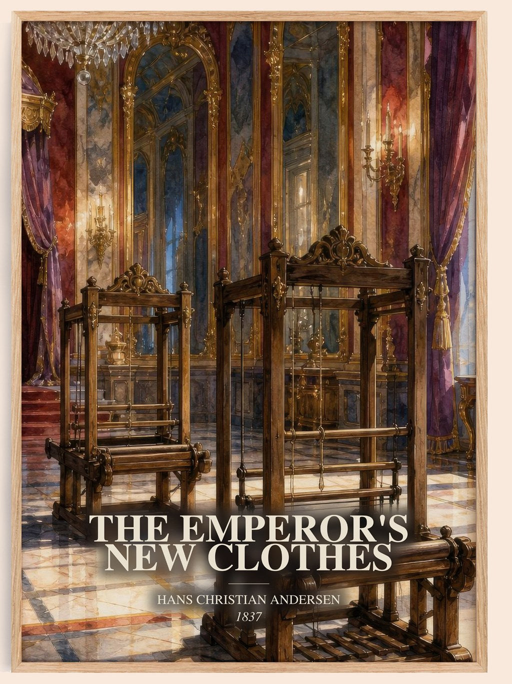 The Emperor'S New Clothes watercolour book poster by Hans Christian Andersen – framed literary art print