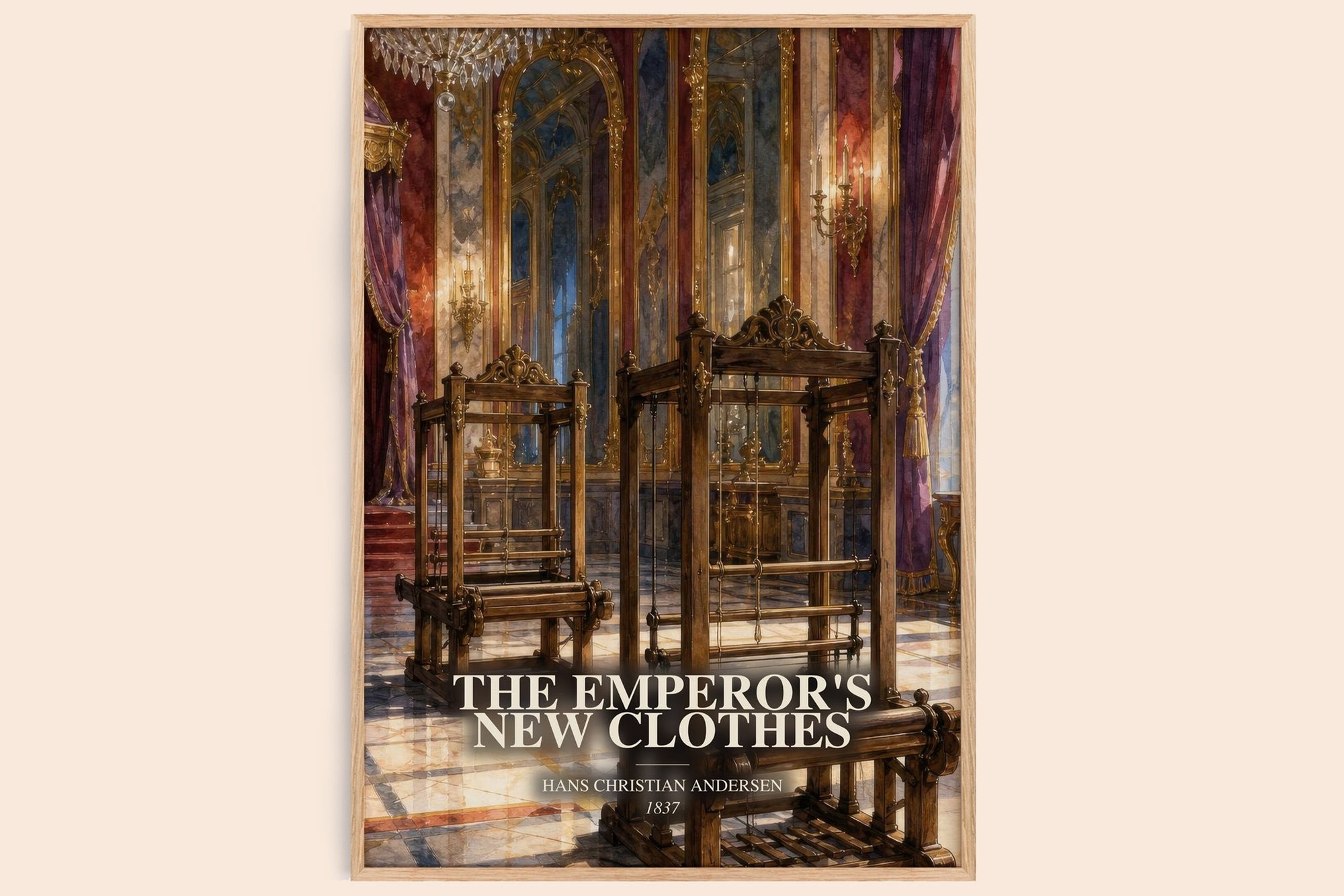 The Emperor'S New Clothes watercolour book poster by Hans Christian Andersen – framed literary art print