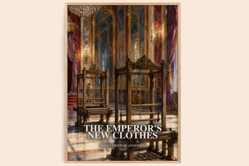 The Emperor'S New Clothes watercolour book poster by Hans Christian Andersen – framed literary art print