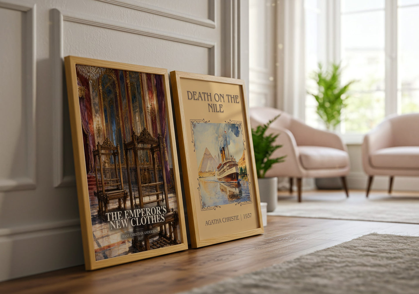 The Emperor'S New Clothes watercolour print framed by window – literary home decor