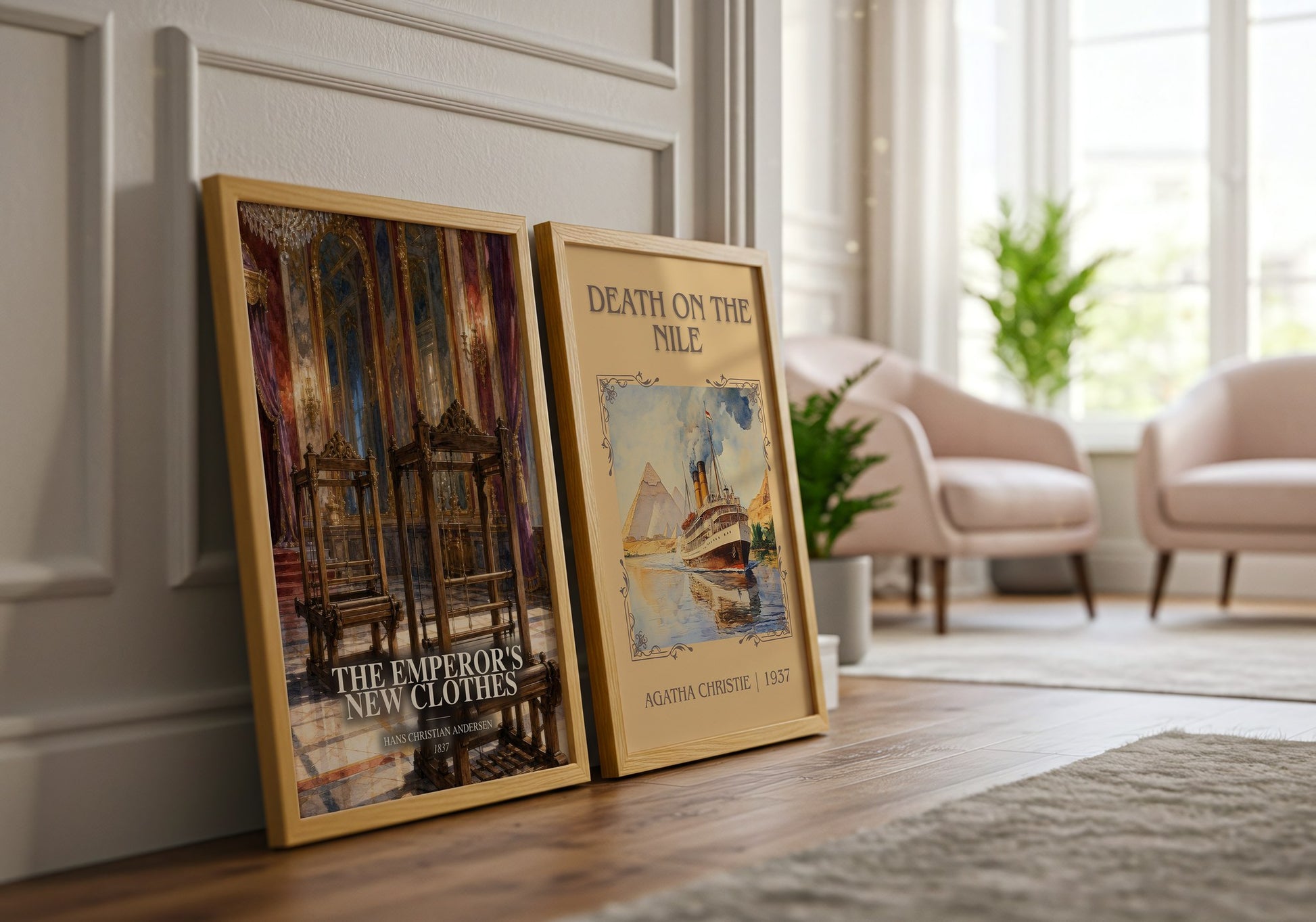 The Emperor'S New Clothes watercolour print framed by window – literary home decor