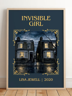 Invisible Girl Classic Book Art Print by Lisa Jewell – framed print leaning on a wooden floor