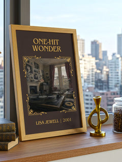 One-Hit Wonder Classic Book Art Print by Lisa Jewell – framed print on a city-view windowsill