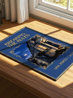 Breaking The Rules Classic Book Art Print by Lisa Jewell – print on a sunlit desk
