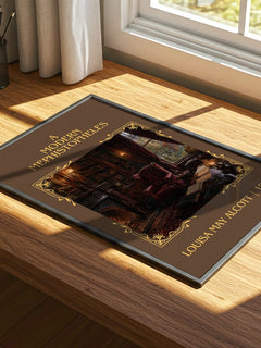 A Modern Mephistopheles Classic Book Art Print by Louisa May Alcott – print on a sunlit desk
