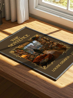 The Sentence Classic Book Art Print by Louise Erdrich – print on a sunlit desk