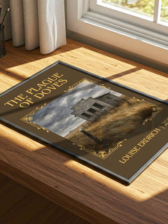 The Plague Of Doves Classic Book Art Print by Louise Erdrich – print on a sunlit desk