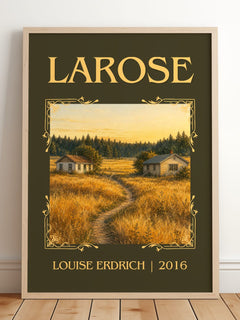 Larose Classic Book Art Print by Louise Erdrich – framed print leaning on a wooden floor