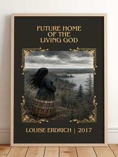 Future Home Of The Living God Classic Book Art Print by Louise Erdrich – framed print leaning on a wooden floor