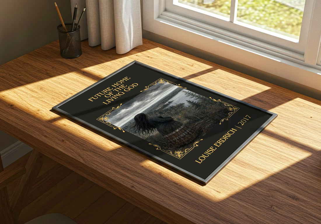 Future Home Of The Living God Classic Book Art Print by Louise Erdrich – print on a sunlit desk