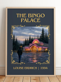 The Bingo Palace Classic Book Art Print by Louise Erdrich – framed print leaning on a wooden floor