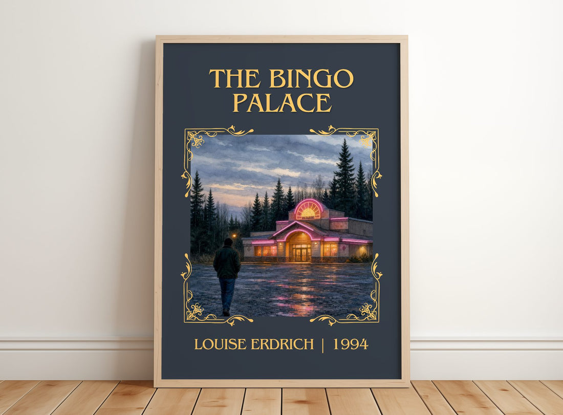 The Bingo Palace Classic Book Art Print by Louise Erdrich – framed print leaning on a wooden floor