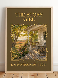 The Story Girl Classic Book Art Print by L.M. Montgomery – framed print leaning on a wooden floor