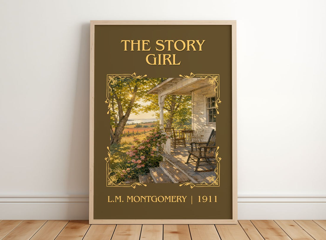The Story Girl Classic Book Art Print by L.M. Montgomery – framed print leaning on a wooden floor