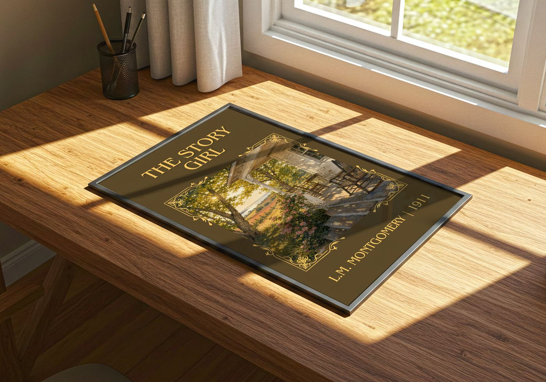 The Story Girl Classic Book Art Print by L.M. Montgomery – print on a sunlit desk