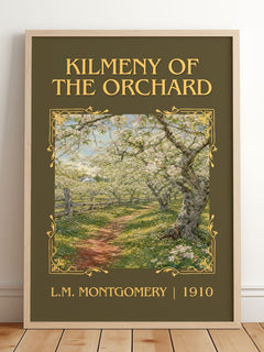 Kilmeny Of The Orchard Classic Book Art Print by L.M. Montgomery – framed print leaning on a wooden floor