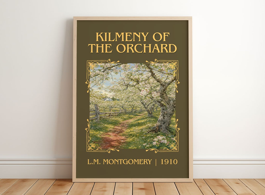 Kilmeny Of The Orchard Classic Book Art Print by L.M. Montgomery – framed print leaning on a wooden floor