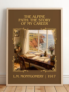 The Alpine Path: The Story Of My Career Classic Book Art Print by L.M. Montgomery – framed print leaning on a wooden floor