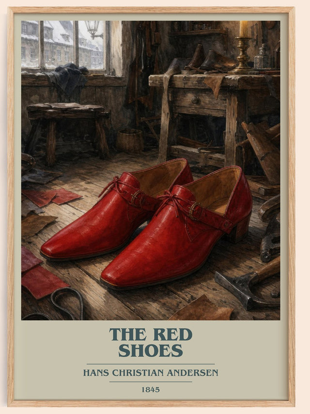 The Red Shoes Book Cover Poster by Hans Christian Andersen