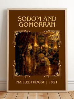 Sodom And Gomorrah Classic Book Art Print by Marcel Proust – framed print leaning on a wooden floor