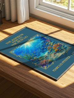 Rainbow Fish To The Rescue! Classic Book Art Print by Marcus Pfister – print on a sunlit desk