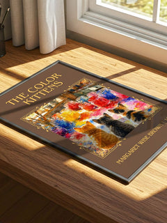 The Color Kittens Classic Book Art Print by Margaret Wise Brown – print on a sunlit desk