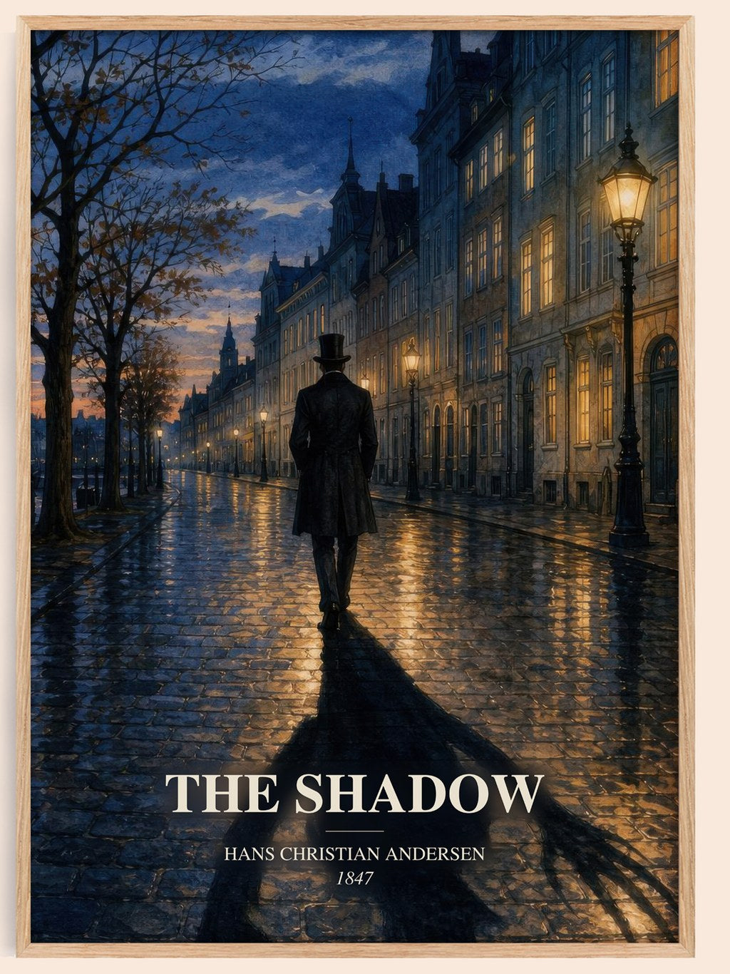 The Shadow watercolour book poster by Hans Christian Andersen – framed literary art print