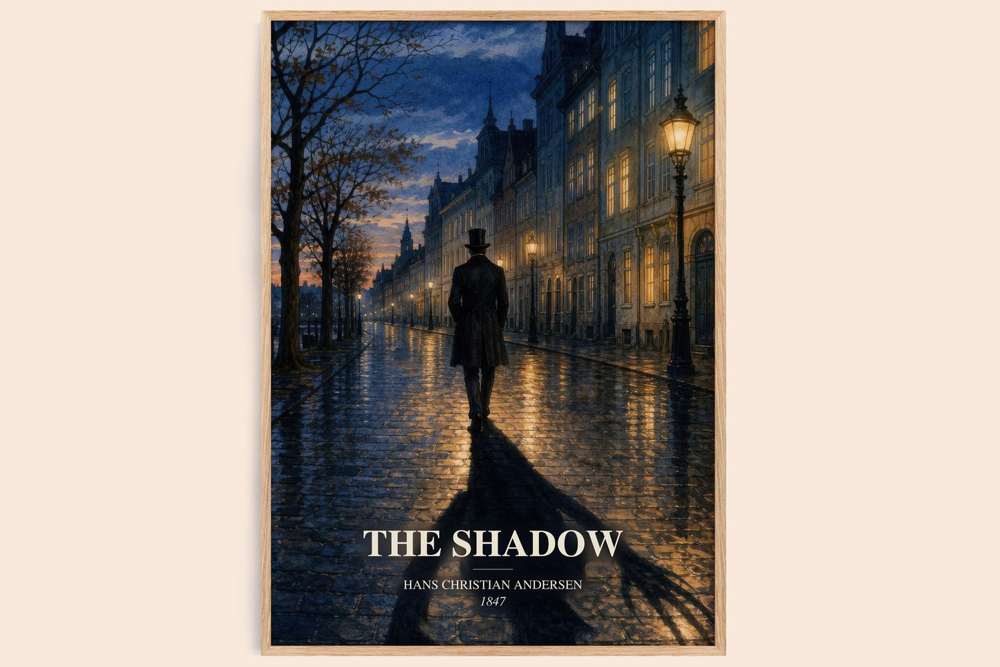 The Shadow watercolour book poster by Hans Christian Andersen – framed literary art print