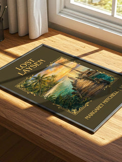 Lost Laysen Classic Book Art Print by Margaret Mitchell – print on a sunlit desk