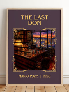 The Last Don Classic Book Art Print by Mario Puzo – framed print leaning on a wooden floor