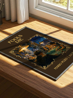 Fools Die Classic Book Art Print by Mario Puzo – print on a sunlit desk