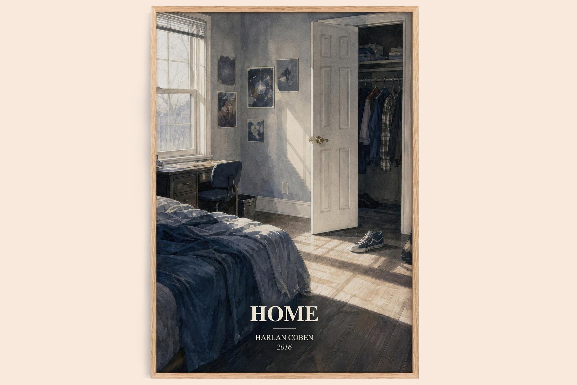Home watercolour book poster by Harlan Coben – framed literary art print